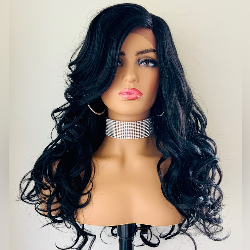 Black Loose Curl Premium Fiber Lace Front Wig for Daily Wear/Events 🖤